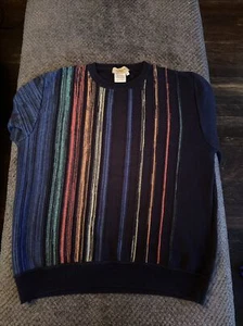 Vintage Men’s Montechiaro Multicolor Sweater Made Italy Size XL Rainbow Hip Hop. - Picture 1 of 6