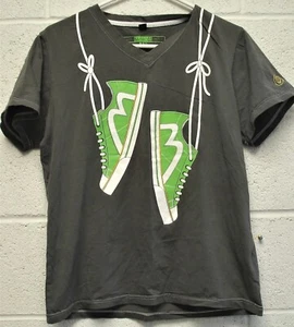 Bambo Sportswear Women Workout Top V Neck Short/slv Large Sneakers Graphic NWOT - Picture 1 of 8