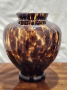 Vintage Hand-Blown Glass Vase with a Faux Tortoise Shell Pattern - Picture 1 of 5