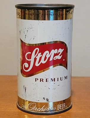 #2 LATA DE CERVEZA TAPA PLANA STORZ PREMIUM "ORQUÍDEA DE CERVEZAS" DÉCADA DE 1950 OMAHA NEBRASKA  Foto 1 de 4