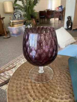 Vintage  Empoli Brandy Balloon MCM Art Glass Optical Twist Stem - image 1 of 4