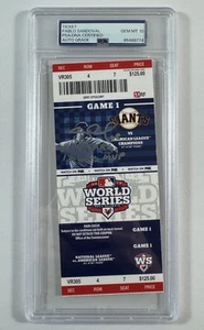 PABLO SANDOVAL FIRMADO “4-4 3 HRS WS MVP” 2012 SERIE MUNDIAL JUEGO 1 BOLETO PSA/DNA - Imagen 1 de 3