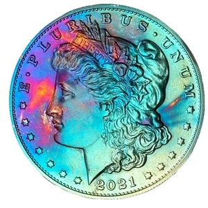 2021 CC $1 Morgan Silver Dollar Carson City Monster Toned W/ Box/CoA - Picture 1 of 2