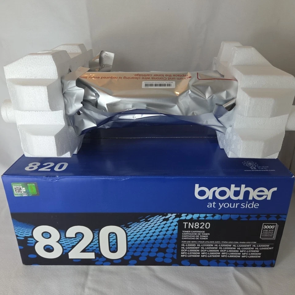 NUEVO GENUINO - CARTUCHO DE TÓNER NEGRO ESTÁNDAR BROTHER TN820 - TN-820 - BOLSA SELLADA Foto 1 de 1