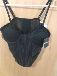 Charlotte Russe Corset Black Sheer Women Small/ New With Tags VERY PRETTY - Picture 1 of 12