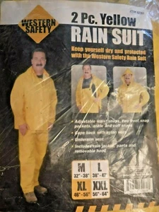 Western Safety 2 Piece Yellow Rain Suit Mens Size XL 46"-56" - Picture 1 of 3