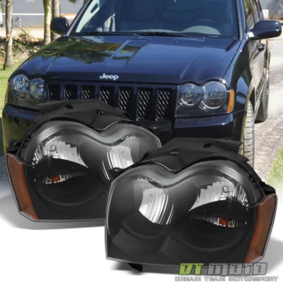 Faros de repuesto negros para Jeep Grand Cherokee 2005 2006 2007 luces izquierda+derecha Foto 1 de 4