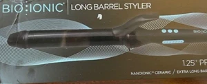 Bio Ionic Long Barrel Styler 1.25" Blue Barrel Hair Curling Iron NEW OPEN BOX - Picture 1 of 1