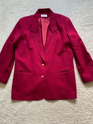 Blazer Alfred Dunner Mujer Manga Larga Borgoña Talla 12 Lana Hecho en EE. UU. Foto 1 de 4