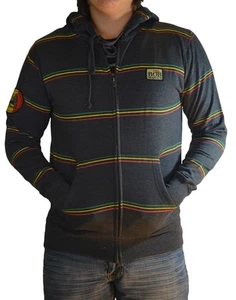 Bob Marley RASTA LION STRIPE Zip Up Hoodie Hooded Sweatshirt NEW 100% Authentic - Picture 1 of 2
