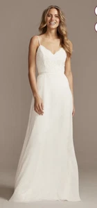 Classic Style Lace Bodice with Chiffon Wedding Dress - Size 10 - Picture 1 of 3