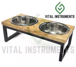 Tazón elevado de acero inoxidable para comedor para perros 1 pinta de metal de madera hecho a mano - Imagen 1 de 1