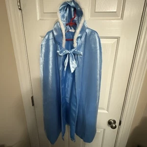 Girls Size S/M Princess Hooded Blue Cape Cloak Polyester Velvet & Faux Fur 4-8 - Picture 1 of 3