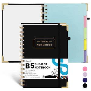 Koogel Hardcover Spiral Notebook with Tabs, 7X10 Inch Spiral Lined Journals with - Picture 1 of 6