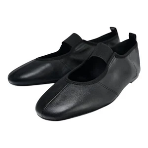 Damen-Ballerinas elastische Riemen Leder schwarz weich rund geschnitten bequem Größe 8,5 - Bild 1 von 4