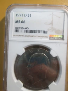 1971 D EISENHOWER Dollar NGC MS66 - Picture 1 of 2