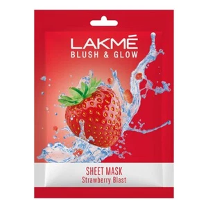 Lakme Strawberry Mask Sheet for Blush & Glow - PACK OF 4  - 25 ml Each FREE SHIP - Picture 1 of 4