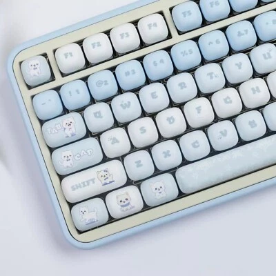 Cute Blue Cat MOG Profile Dye Sublimation PBT Keycap Set Kawaii Keycaps - Image 1 of 4