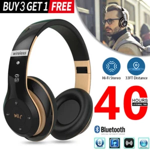 Wireless Headphones Bluetooth Noise Cancelling Stereo Earphones Over Ear Headset - Picture 1 of 20