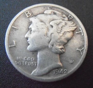 1942 D Mercury Silver Dime (42DAC1) - Picture 1 of 4