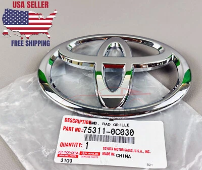 75311-0C030 GENUINE TOYOTA TUNDRA SEQUOIA CHROME FRONT GRILLE EMBLEM 753110C030 - Image 1 of 4