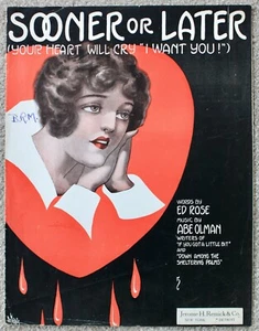 1915 ¡Poco o temprano tu corazón llorará, te quiero! Partituras GRAN FORMATO - Imagen 1 de 1