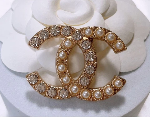 Chanel Vintage Parts Button Gold Line Stone Free shipping Cover