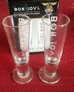 Bon Jovi Set Of 2 Shot  Glasses Licensed Brothers Merchandise Vintage NEW - Picture 1 of 10