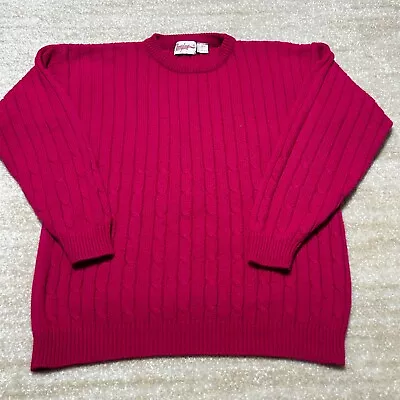 Suéter para mujer Pennylane tejido con cable rosa grande acrílico cuello redondo Foto 1 de 4