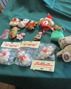 VINTAGE TEDDYBÄR Plüsch beflockt Christbaumschmuck Applaus - Bild 1 von 6