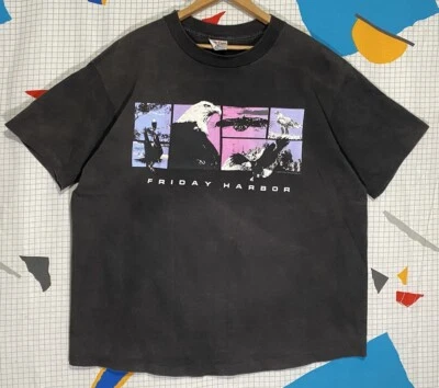 Vintage 90s Friday Harbor Tshirt XL Eagle Nature Vaporwave 1990 Single Stitch - Image 1 of 4