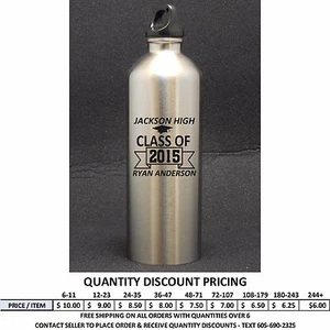 Botella de agua de graduación personalizada clase de graduado de 2020 regalo acero inoxidable - Imagen 1 de 15