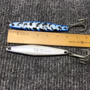 2 Salas 6X Heavy 6.8 Oz. Blue And White black Diamond Body Surf Fishing Jig Bait - Picture 1 of 14
