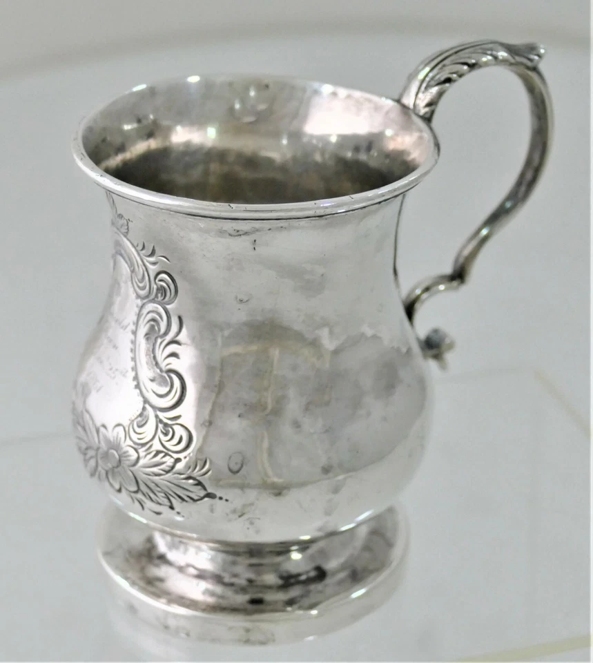 1840 年 Samuel Kirk 硬币银色手工编织 XMAS 儿童杯雕刻追逐 5 盎司 — 第 1/4 张图片