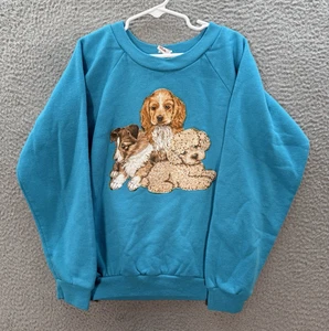 Vintage Park Bench Kids Sweatshirt Girls Youth Large Blue Crewneck 1980s 1990s - Picture 1 of 9