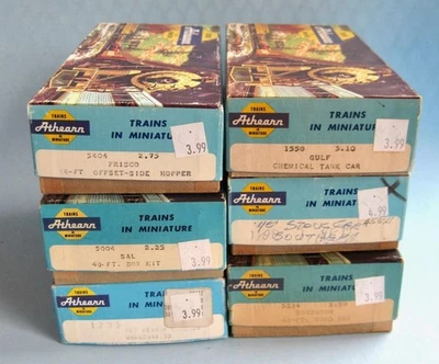 6 Athearn Assembled RR kits HO Scale Freight Cars Box Cars Gulf Tanker Caboose - Image 1 of 4
