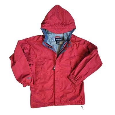 Chaqueta impermeable Marmot juvenil talla L roja con capucha empaquetable Ripstop reflectante Foto 1 de 4