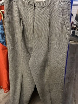 Calças xadrez Leslie Fay preto e branco Houndstooth - Tamanho 12 - Imagem 1 de 4