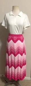 NWT (XL) Ming Wang A-Line Multi Color Pink White Knit Lined Midi Skirt $210 - Picture 1 of 15