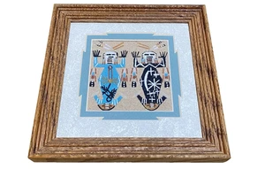 Authentic Navajo Sandpainting by Alvina Begay COA Framed Frog Art Native America - Picture 1 of 9