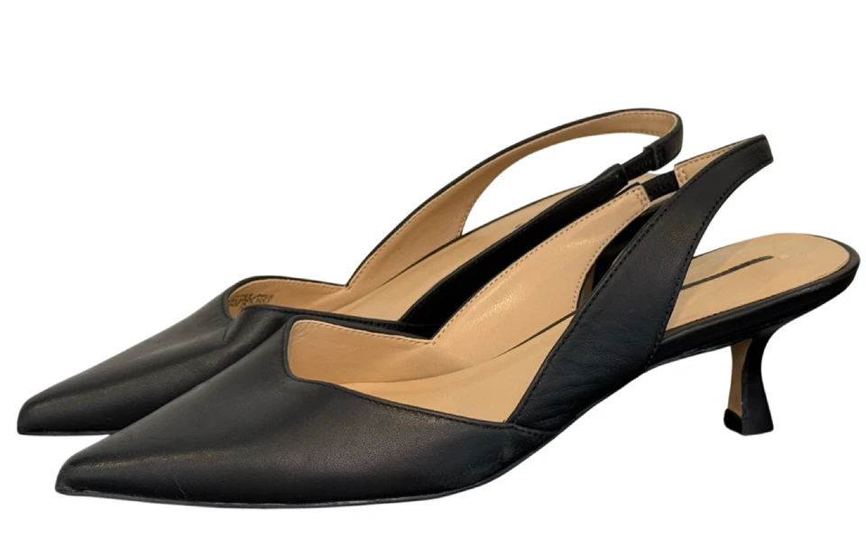 NUEVO ANN TAYLOR CUERO NEGRO TACÓN GATITO ZAPATOS TACONES TALLA 7 Foto 1 de 2