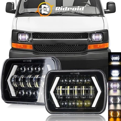 5x7" 7x6 LED Headlight Hi/Lo DRL For Chevy Express 1500 2500 3500 4500 Cargo Van - Image 1 of 4