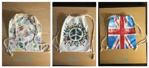 Mochilas de algodón con cordón de 14x18 pulgadas garabateado - paquete de 1 cuenta - Imagen 1 de 3