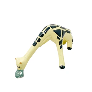 Miniature Decorative Yellow and Black Giraffe Drinking Water Figurine 7 in - Picture 1 of 6