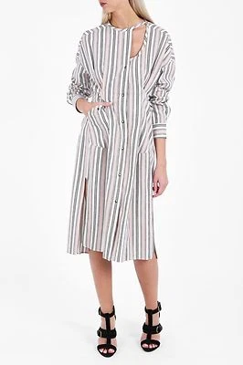 $710 ISABEL MARANT Vestido Camisa Midi Algodón Rayas Selby Rosa Crudo Elige Talla Foto 1 de 4