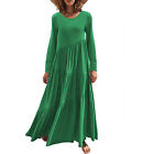 Crew Maxi Dress Sleeves Causal Layered Dress For Vacations Dates(green Xl) Idm