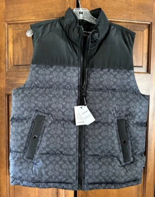 Coach Signature Down Vest Charcoal Mens XL NWT $398 - Image 1 of 4