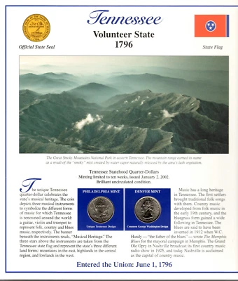 Tennessee Quarters P&D 2002 (Postal Panel Collection) PCS - Image 1 of 2