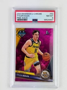 Bowman U 2023-24 cromo rosa onda #50 Tyler Kolek radiocontrol novato #/125 PSA 8 - Imagen 1 de 3