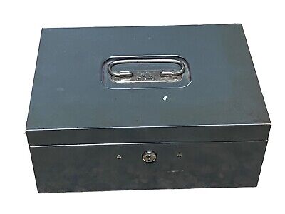 Vintage Gray Art Steel NEW YORK USA Heavy Metal Cash Box Industrial Rare • 36.06$